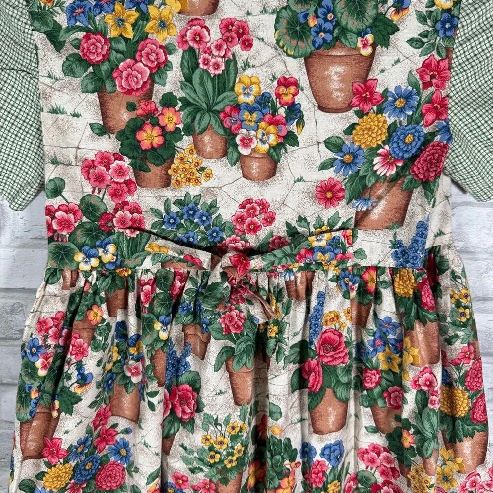 Children’s Garden Floral Print Green Cotton Dress